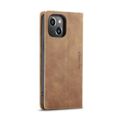 For iPhone 14 Plus CaseMe-013 Multifunctional Retro Frosted Leather Phone Case (Brown) by CaseMe