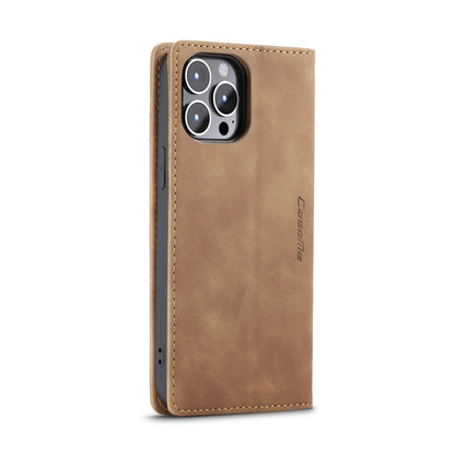For iPhone 14 Pro CaseMe-013 Multifunctional Retro Frosted Leather Phone Case(Brown) by CaseMe
