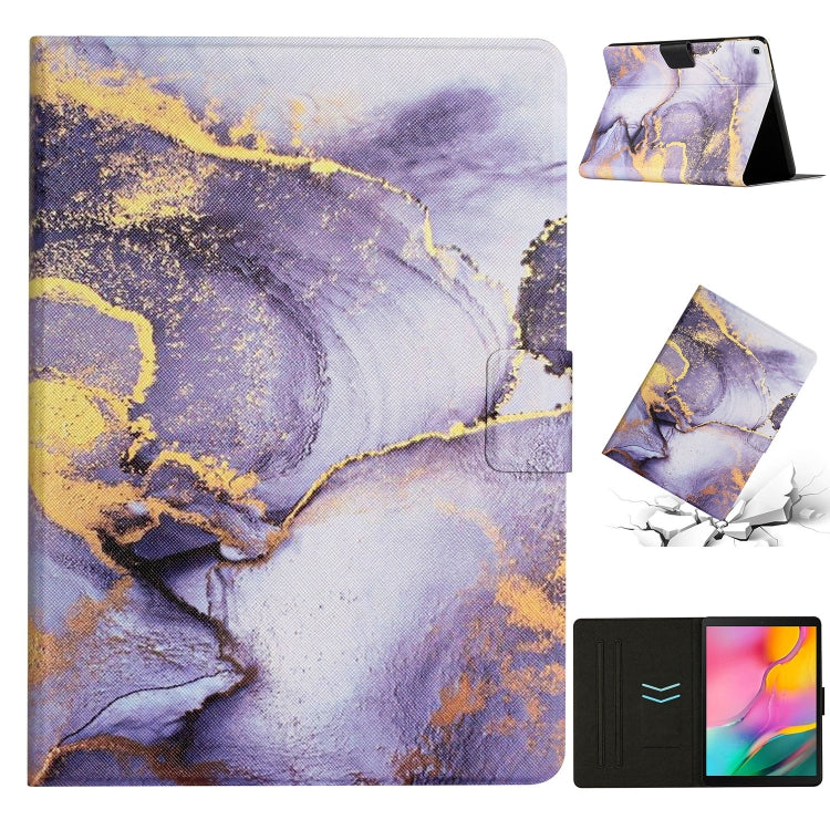 For Samsung Galaxy Tab A 10.1 2019 T510 Marble Pattern Leather Tablet Case(Purple) by bashfashion