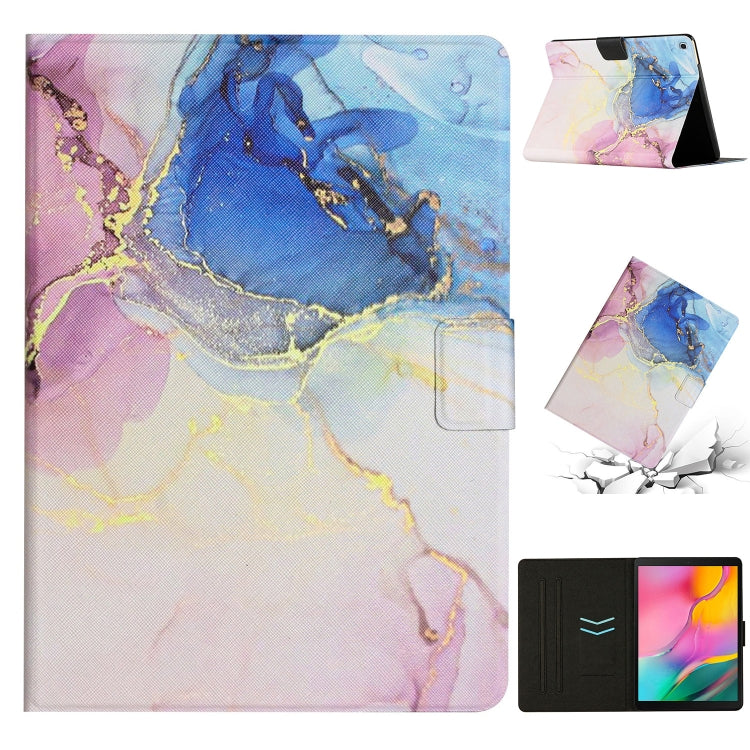 For Samsung Galaxy Tab A 10.1 2019 T510 Marble Pattern Leather Tablet Case(Pink Blue) by bashfashion