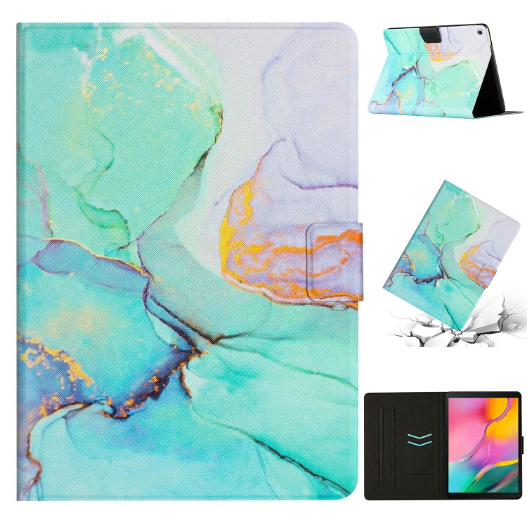 For Samsung Galaxy Tab A 10.1 2019 T510 Marble Pattern Leather Tablet Case(Green) by bashfashion