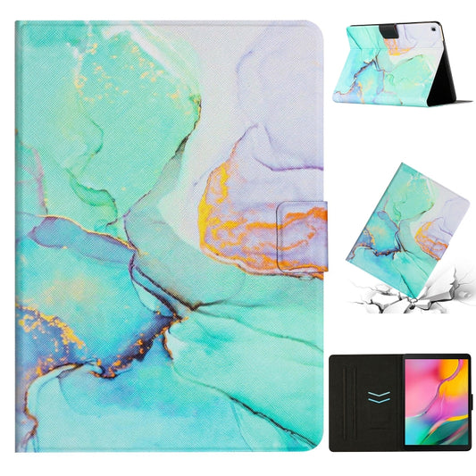 For Samsung Galaxy Tab A 10.1 2019 T510 Marble Pattern Leather Tablet Case(Green) by bashfashion