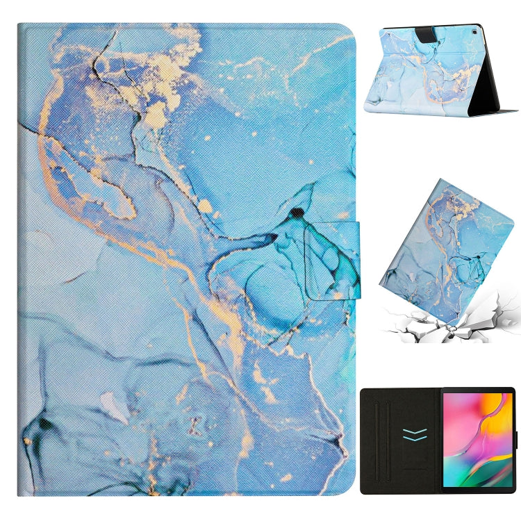 For Samsung Galaxy Tab A 10.1 2019 T510 Marble Pattern Leather Tablet Case(Blue) by bashfashion
