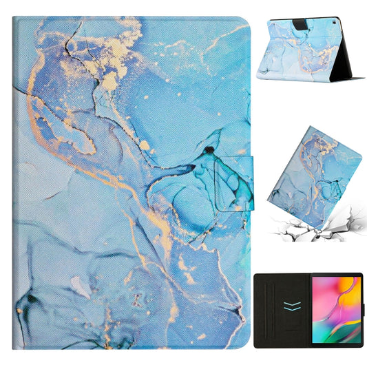 For Samsung Galaxy Tab A 10.1 2019 T510 Marble Pattern Leather Tablet Case(Blue) by bashfashion