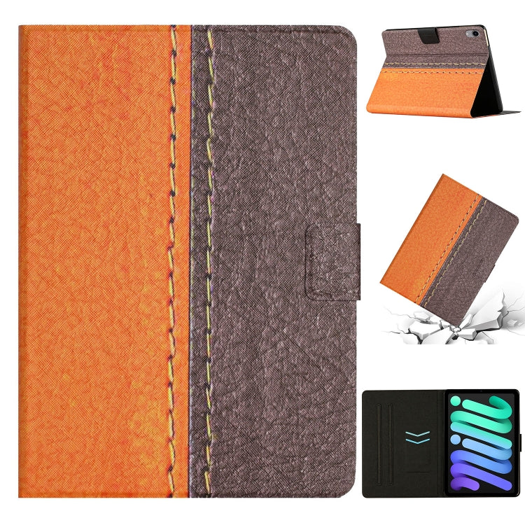 For iPad mini 2024 /mini 6 Stitching Solid Color Smart Leather Tablet Case(Orange) by bashfashion