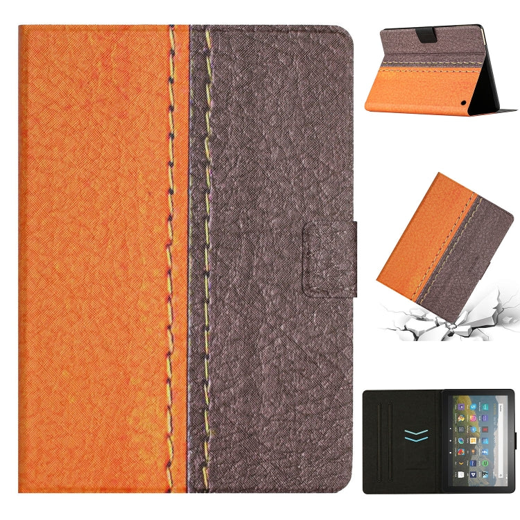 For Amazon Kindle Fire HD 10 2021 Stitching Solid Color Smart Leather Tablet Case(Orange) by bashfashion