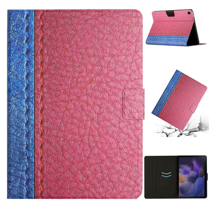 For Samsung Galaxy Tab A8 Stitching Solid Color Smart Leather Tablet Case(Rose Red) by bashfashion