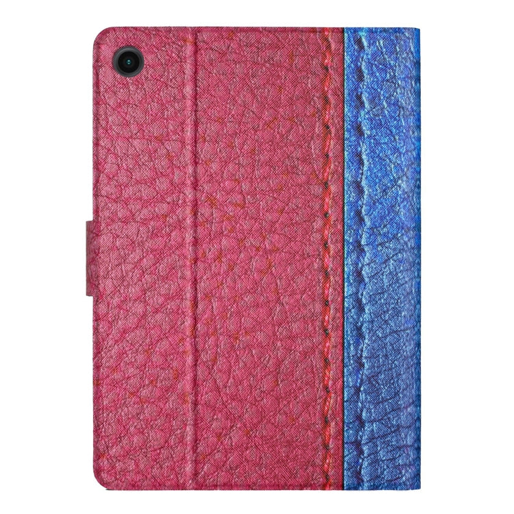 For Samsung Galaxy Tab A8 Stitching Solid Color Smart Leather Tablet Case(Rose Red) by bashfashion