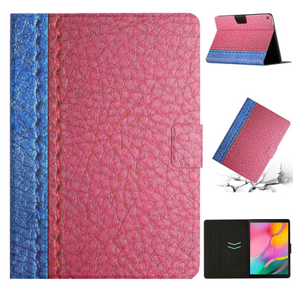 For Samsung Galaxy Tab A 10.1 2019 T510 Stitching Solid Color Smart Leather Tablet Case(Rose Red) by bashfashion