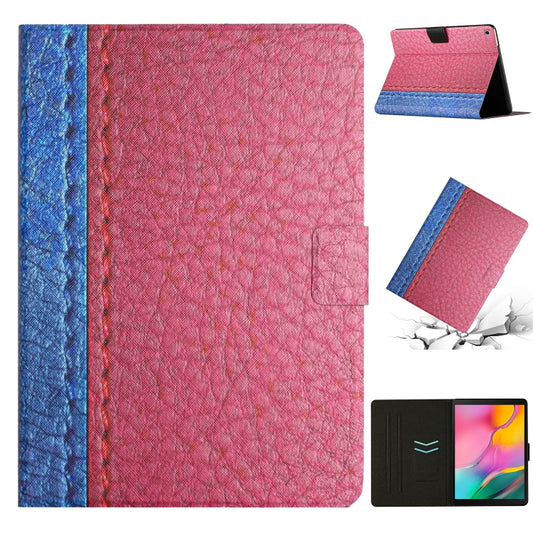 For Samsung Galaxy Tab A 10.1 2019 T510 Stitching Solid Color Smart Leather Tablet Case(Rose Red) by bashfashion