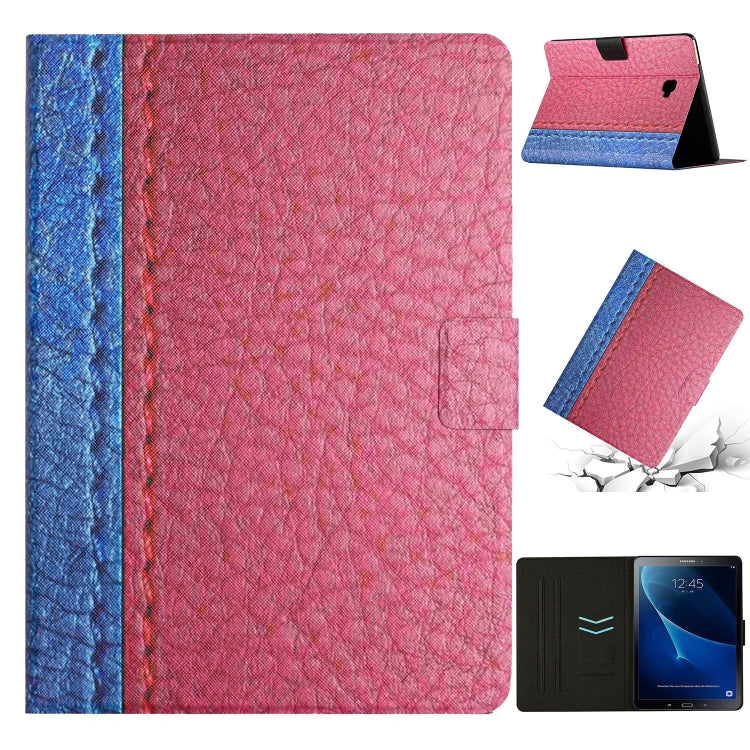 For Samsung Galaxy Tab A 10.1 T580 Stitching Solid Color Smart Leather Tablet Case(Rose Red) by bashfashion