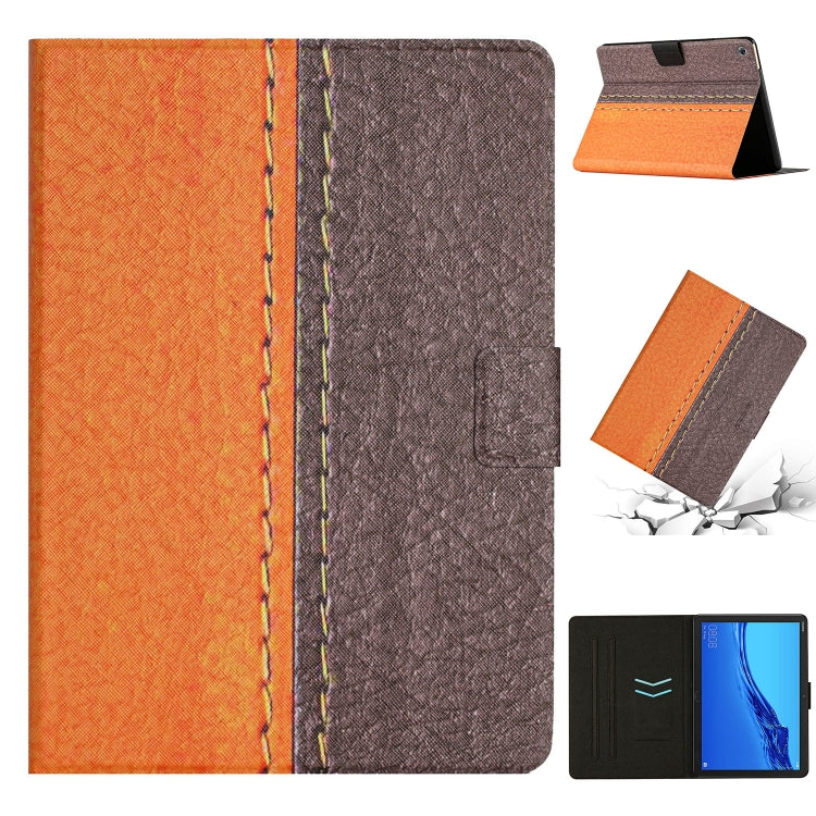 For Huawei MediaPad M5 Lite Stitching Solid Color Smart Leather Tablet Case(Orange) by bashfashion