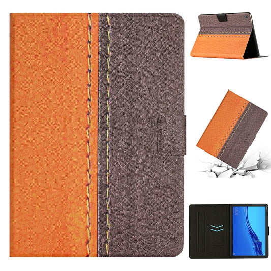 For Huawei MediaPad M5 Lite Stitching Solid Color Smart Leather Tablet Case(Orange) by bashfashion