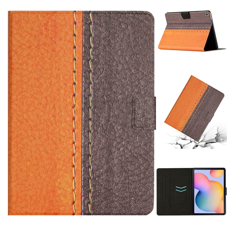 For Samsung Galaxy Tab S6 Lite P610 Stitching Solid Color Leather Tablet Case(Orange) by bashfashion