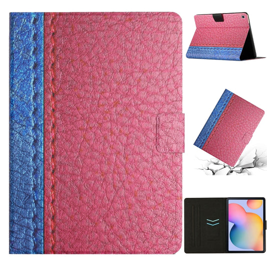 For Samsung Galaxy Tab S6 Lite P610 Stitching Solid Color Leather Tablet Case(Rose Red) by bashfashion