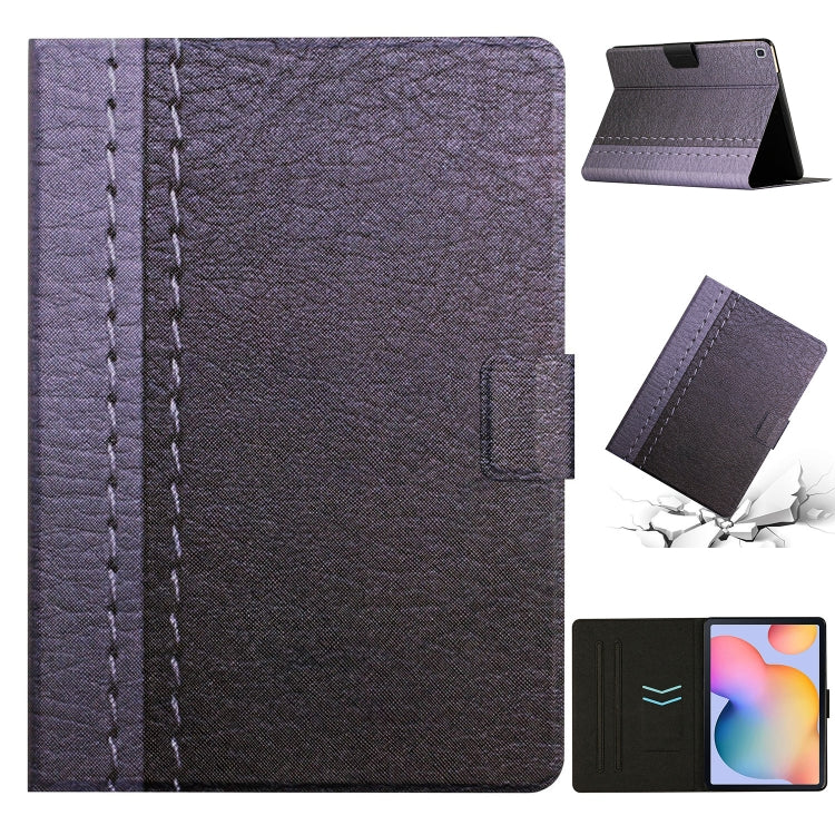 For Samsung Galaxy Tab S6 Lite P610 Stitching Solid Color Leather Tablet Case(Grey) by bashfashion