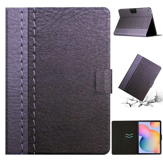 For Samsung Galaxy Tab S6 Lite P610 Stitching Solid Color Leather Tablet Case(Grey) by bashfashion