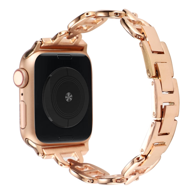 Steel Watch Band For Apple Watch Series 9&8&7 41mm / SE 3&SE 2&6&SE&5&4 40mm / 3&2&1 38mm(Rose Gold) by bashfashion