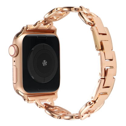 Steel Watch Band For Apple Watch Series 9&8&7 41mm / SE 3&SE 2&6&SE&5&4 40mm / 3&2&1 38mm(Rose Gold) by bashfashion