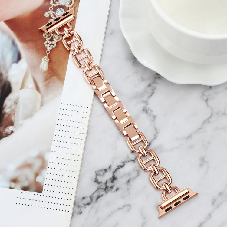 Steel Watch Band For Apple Watch Series 9&8&7 41mm / SE 3&SE 2&6&SE&5&4 40mm / 3&2&1 38mm(Rose Gold) by bashfashion