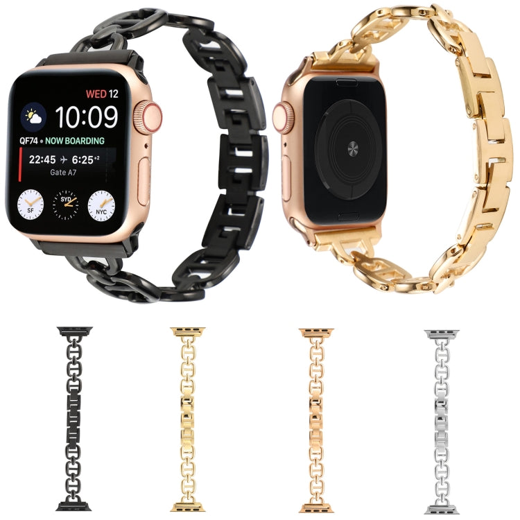 Steel Watch Band For Apple Watch Series 9&8&7 41mm / SE 3&SE 2&6&SE&5&4 40mm / 3&2&1 38mm(Black) by bashfashion