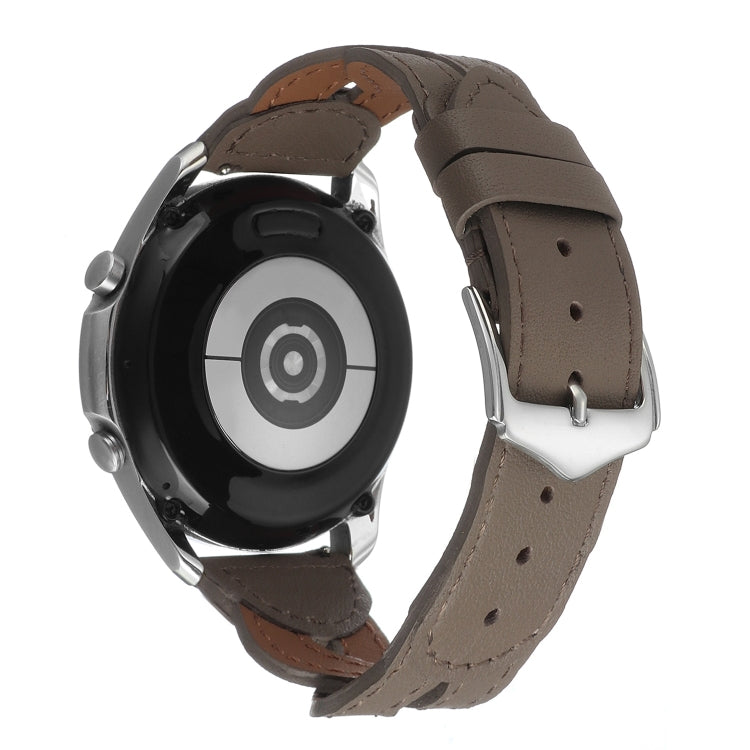 22mm Universal Twist Stitched Genuine Leather Watch Band(Light Brown) by bashfashion