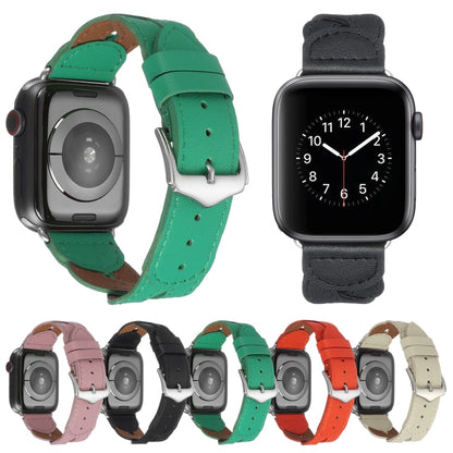 Twist Stitched Genuine Leather Watch Band For Apple Watch Series 9&8&7 41mm / SE 3&SE 2&6&SE&5&4 40mm / 3&2&1 38mm(Black) by bashfashion