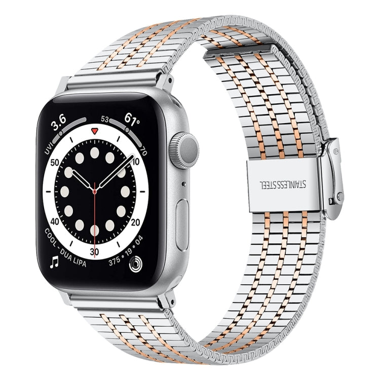 Steel Watch Band For Apple Watch Ultra 49mm&Watch Ultra 2 49mm / Series 9&8&7 45mm / SE 3&SE 2&6&SE&5&4 44mm / 3&2&1 42mm(Silver and Rose Gold) by bashfashion