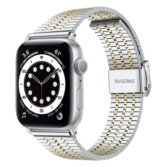 Steel Watch Band For Apple Watch Series 9&8&7 41mm / SE 3&SE 2&6&SE&5&4 40mm / 3&2&1 38mm(Silver and Gold) by bashfashion