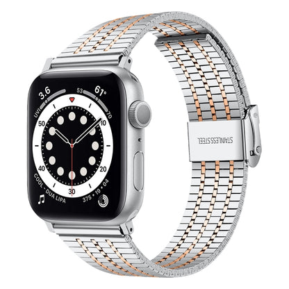 Steel Watch Band For Apple Watch Series 9&8&7 41mm / SE 3&SE 2&6&SE&5&4 40mm / 3&2&1 38mm(Silver and Rose Gold) by bashfashion