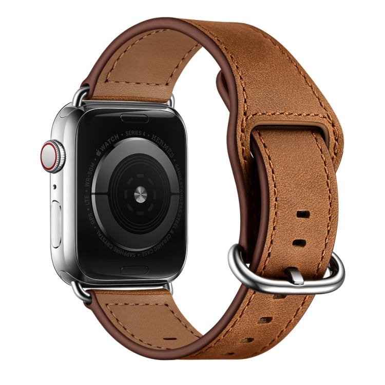 Genuine Leather Watch Band For Apple Watch Ultra 49mm&Watch Ultra 2 49mm / Series 9&8&7 45mm / SE 3&SE 2&6&SE&5&4 44mm / 3&2&1 42mm(Red Brown Crazy Horse Texture) by bashfashion