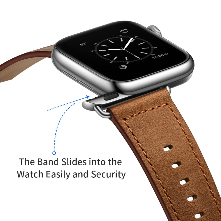 Genuine Leather Watch Band For Apple Watch Ultra 49mm&Watch Ultra 2 49mm / Series 9&8&7 45mm / SE 3&SE 2&6&SE&5&4 44mm / 3&2&1 42mm(Red Brown Crazy Horse Texture) by bashfashion