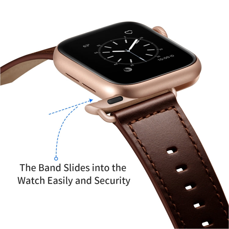 Genuine Leather Watch Band For Apple Watch Ultra 49mm&Watch Ultra 2 49mm / Series 9&8&7 45mm / SE 3&SE 2&6&SE&5&4 44mm / 3&2&1 42mm(Dark Brown Oil Texture) by bashfashion