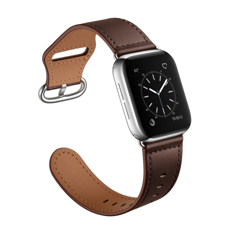Genuine Leather Watch Band For Apple Watch Ultra 49mm&Watch Ultra 2 49mm / Series 9&8&7 45mm / SE 3&SE 2&6&SE&5&4 44mm / 3&2&1 42mm(Dark Brown Needle Texture) by bashfashion