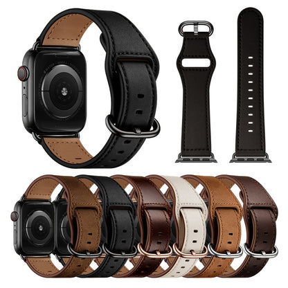 Genuine Leather Watch Band For Apple Watch Ultra 49mm&Watch Ultra 2 49mm / Series 9&8&7 45mm / SE 3&SE 2&6&SE&5&4 44mm / 3&2&1 42mm(Dark Brown Oil Texture) by bashfashion