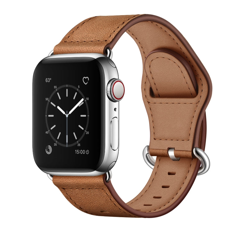 Genuine Leather Watch Band For Apple Watch Series 9&8&7 41mm / SE 3&SE 2&6&SE&5&4 40mm / 3&2&1 38mm(Red Brown Crazy Horse Texture) by bashfashion