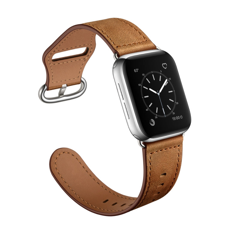 Genuine Leather Watch Band For Apple Watch Series 9&8&7 41mm / SE 3&SE 2&6&SE&5&4 40mm / 3&2&1 38mm(Red Brown Crazy Horse Texture) by bashfashion