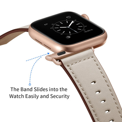 Genuine Leather Watch Band For Apple Watch Series 9&8&7 41mm / SE 3&SE 2&6&SE&5&4 40mm / 3&2&1 38mm(Beige) by bashfashion