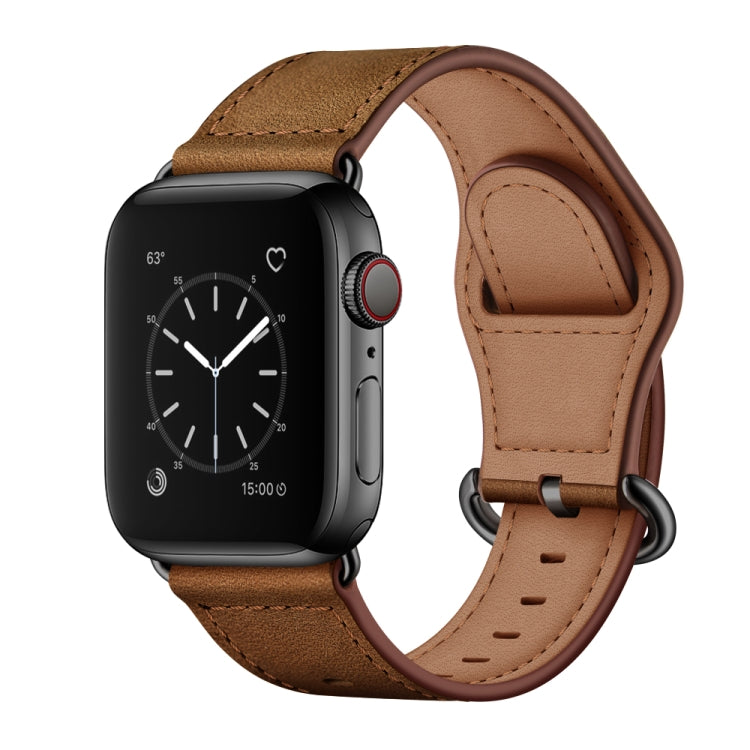 Genuine Leather Watch Band For Apple Watch Series 9&8&7 41mm / SE 3&SE 2&6&SE&5&4 40mm / 3&2&1 38mm(Dark Brown Crazy Horse Texture) by bashfashion
