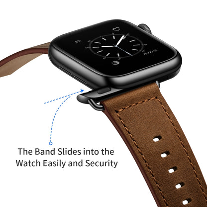 Genuine Leather Watch Band For Apple Watch Series 9&8&7 41mm / SE 3&SE 2&6&SE&5&4 40mm / 3&2&1 38mm(Dark Brown Crazy Horse Texture) by bashfashion