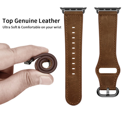 Genuine Leather Watch Band For Apple Watch Series 9&8&7 41mm / SE 3&SE 2&6&SE&5&4 40mm / 3&2&1 38mm(Dark Brown Crazy Horse Texture) by bashfashion