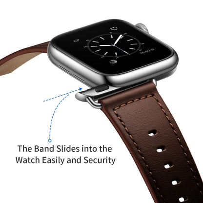 Genuine Leather Watch Band For Apple Watch Series 9&8&7 41mm / SE 3&SE 2&6&SE&5&4 40mm / 3&2&1 38mm(Dark Brown Needle Texture) by bashfashion