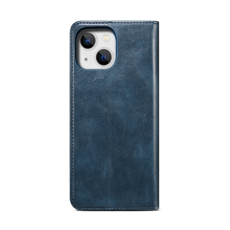 For iPhone 14 Simple Wax Crazy Horse Texture Horizontal Flip Leather Case (Navy Blue) by bashfashion