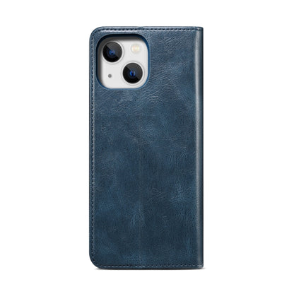 For iPhone 14 Simple Wax Crazy Horse Texture Horizontal Flip Leather Case (Navy Blue) by bashfashion
