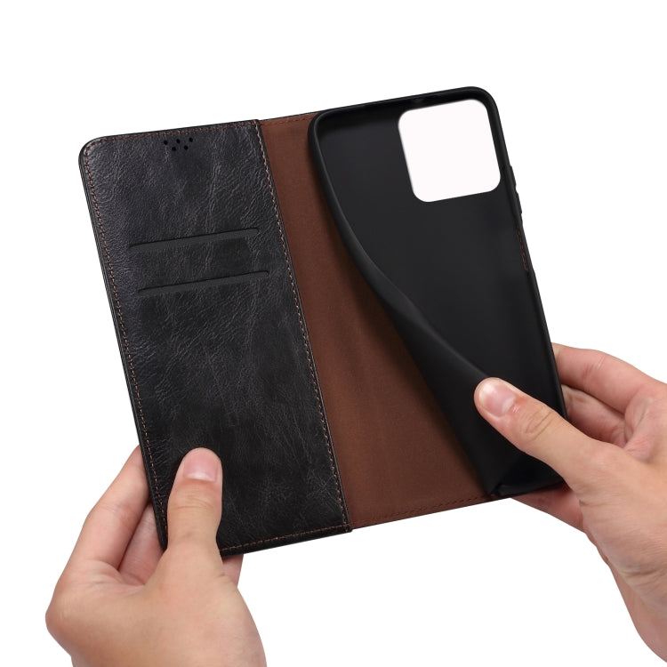 For iPhone 14 Simple Wax Crazy Horse Texture Horizontal Flip Leather Case (Black) by bashfashion