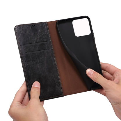 For iPhone 14 Simple Wax Crazy Horse Texture Horizontal Flip Leather Case (Black) by bashfashion