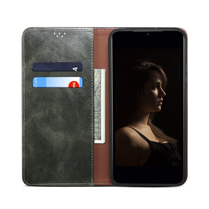 For iPhone 14 Plus Simple Wax Crazy Horse Texture Horizontal Flip Leather Case (Dark Green) by bashfashion