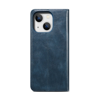 For iPhone 14 Plus Simple Wax Crazy Horse Texture Horizontal Flip Leather Case (Navy Blue) by bashfashion