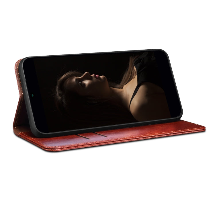 For iPhone 14 Plus Simple Wax Crazy Horse Texture Horizontal Flip Leather Case (Brown) by bashfashion