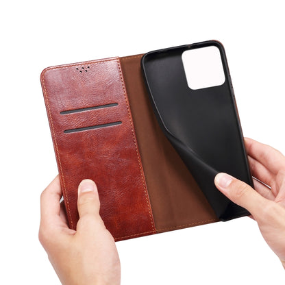 For iPhone 14 Plus Simple Wax Crazy Horse Texture Horizontal Flip Leather Case (Brown) by bashfashion